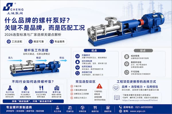 什么品牌的螺杆泵好？2026选型标准与厂家选择关键点解析 | 上海上诚泵阀