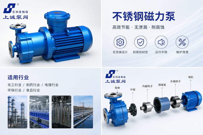 不锈钢磁力泵厂家怎么选？上海上诚泵阀提供高效无泄漏输送方案