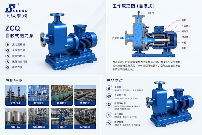 ZCQ自吸式磁力泵工作原理及应用场景解析|上诚泵阀